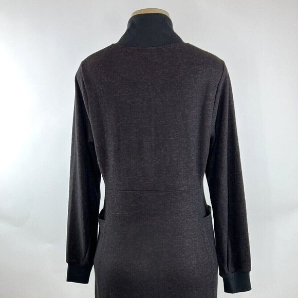 Cabi Cuddle Dress Size Small Black Burgundy Red Pockets Quarter Zip Style #4215 - Picture 8 of 10